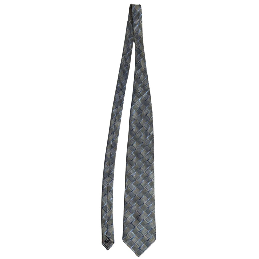 Bruno Piattelli Extra Long 66" 100% Silk Gray Blue Diamond Tie